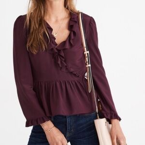 Madewell Silk Wrap Top Sz.XS Berry Purple